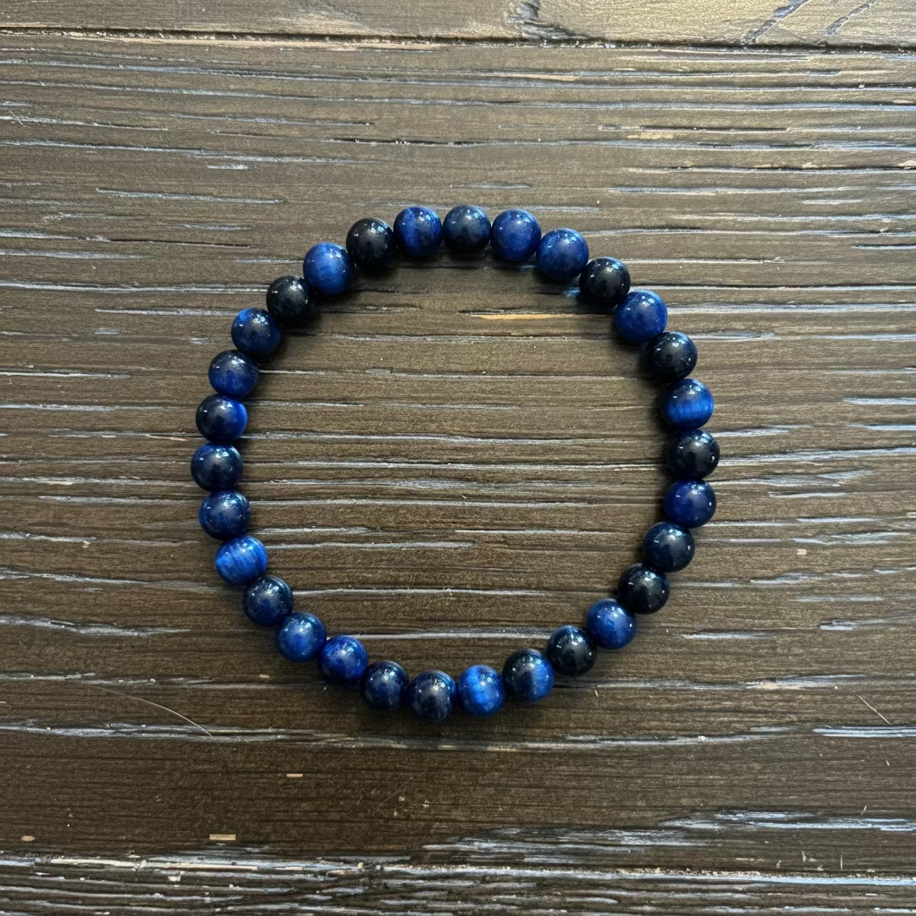 Bracelet Œil de Tigre Saphir 6 mm 30 pierres – bracelet de sorcellerie pour protection, intuition, force et courage