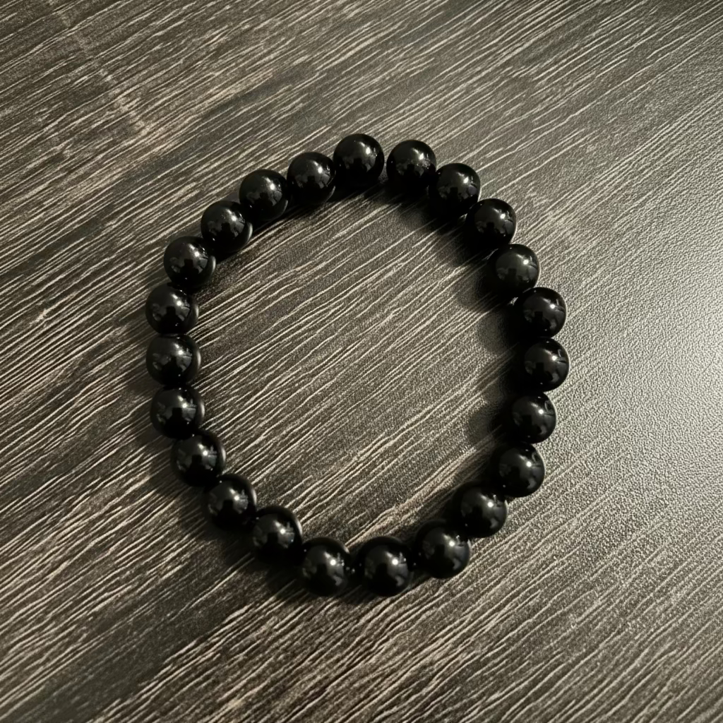 Bracelet Obsidienne Noire 8 mm 23 pierres naturelles – bracelet de sorcellerie pour protection, ancrage, purification et bannissement