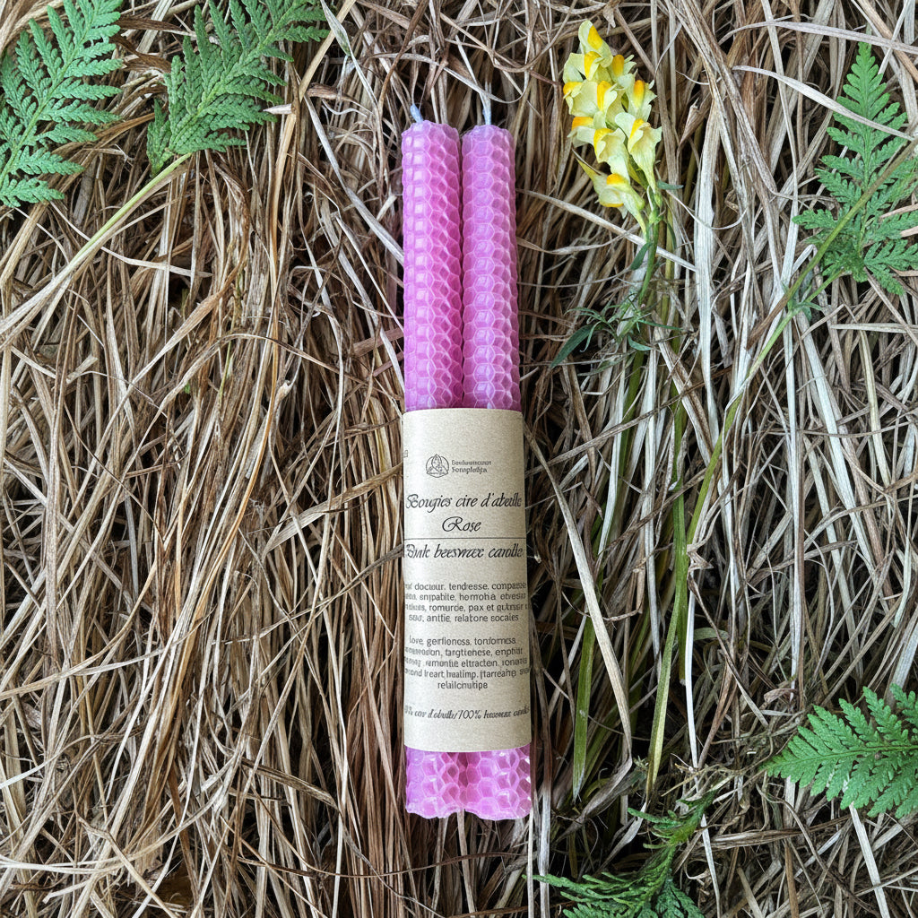 Bougie Rituel en Cire d’Abeille Naturelle – 20 cm - Enchantement et Sortilèges