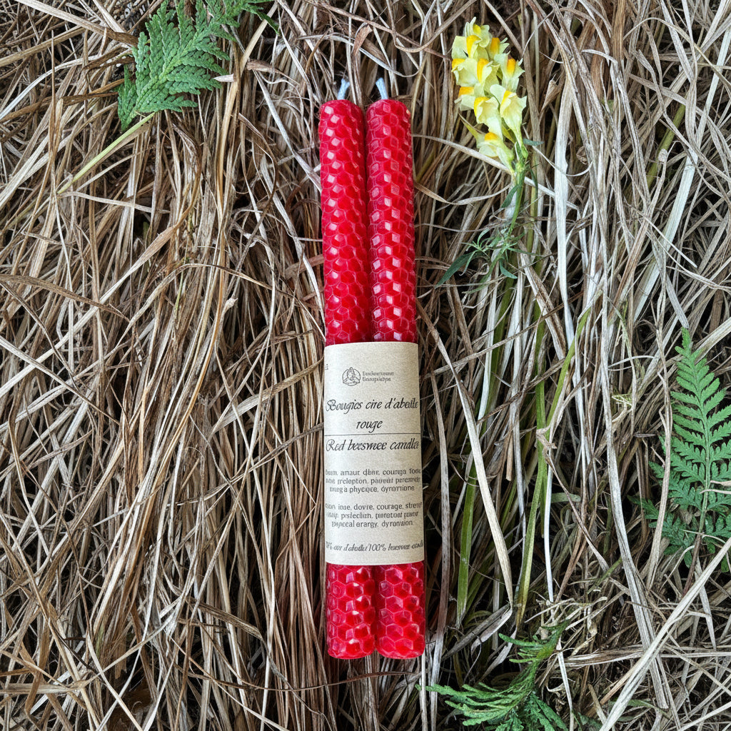 Bougie Rituel en Cire d’Abeille Naturelle – 20 cm - Enchantement et Sortilèges