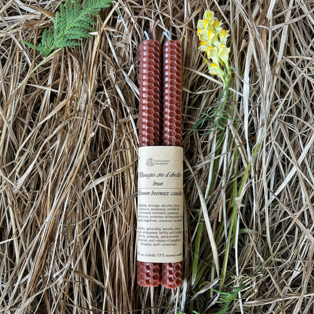 Bougie Rituel en Cire d’Abeille Naturelle – 20 cm - Enchantement et Sortilèges