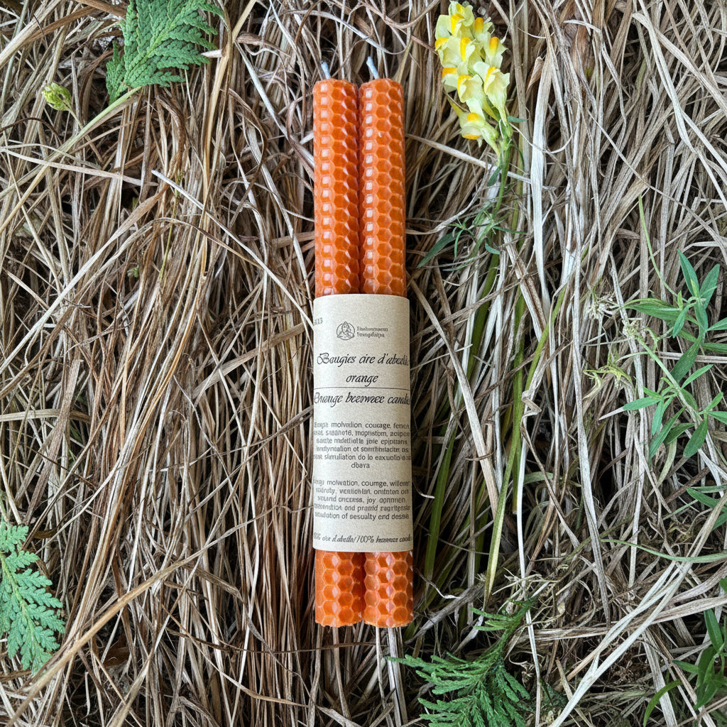 Bougie Rituel en Cire d’Abeille Naturelle – 20 cm - Enchantement et Sortilèges