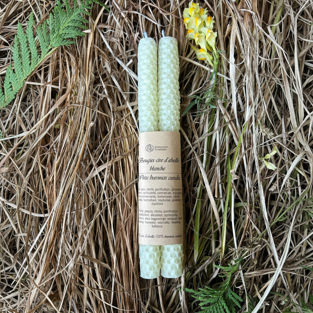 Bougie Rituel en Cire d’Abeille Naturelle – 20 cm - Enchantement et Sortilèges
