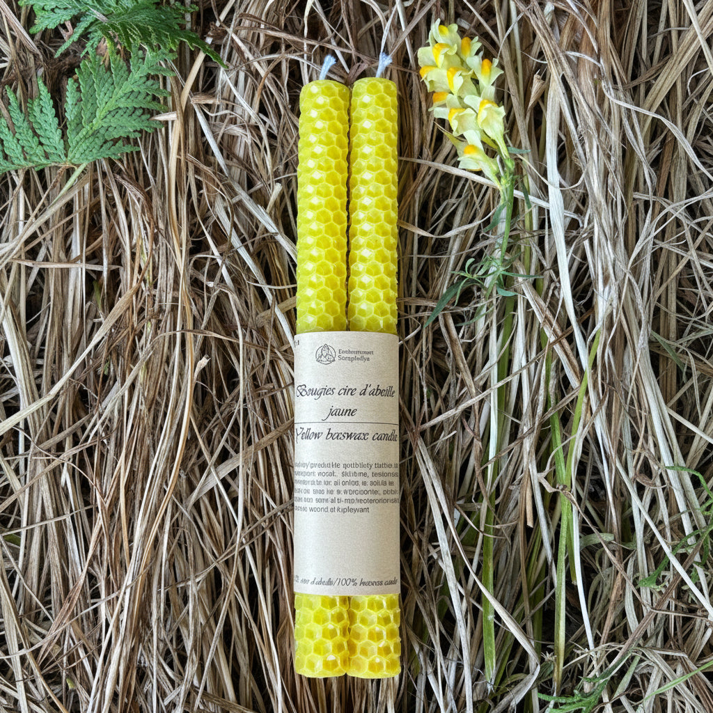 Bougie Rituel en Cire d’Abeille Naturelle – 20 cm - Enchantement et Sortilèges