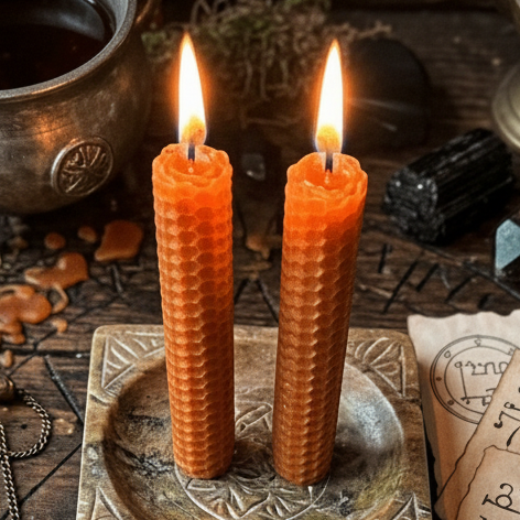 Bougies en cire d’abeille naturelle – 10 cm (Paquet de 2) - Enchantement et Sortilèges