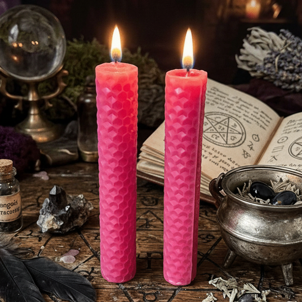 Bougies en cire d’abeille naturelle – 10 cm (Paquet de 2) - Enchantement et Sortilèges