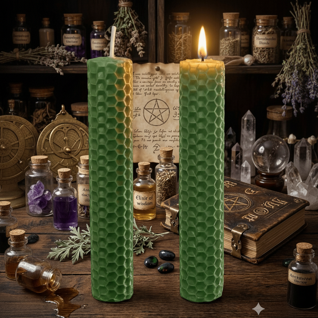 Bougies en cire d’abeille naturelle – 10 cm (Paquet de 2) - Enchantement et Sortilèges