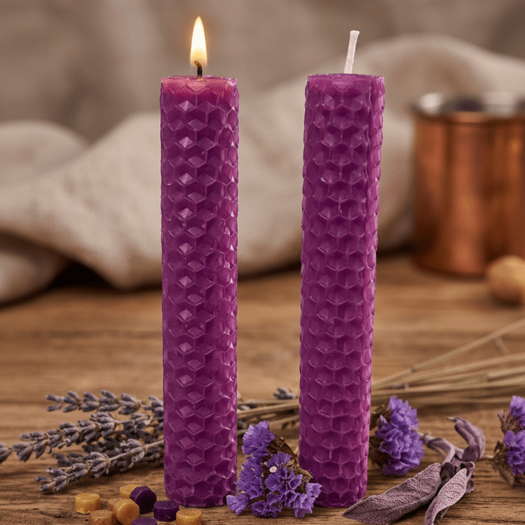 Bougies en cire d’abeille naturelle – 10 cm (Paquet de 2) - Enchantement et Sortilèges