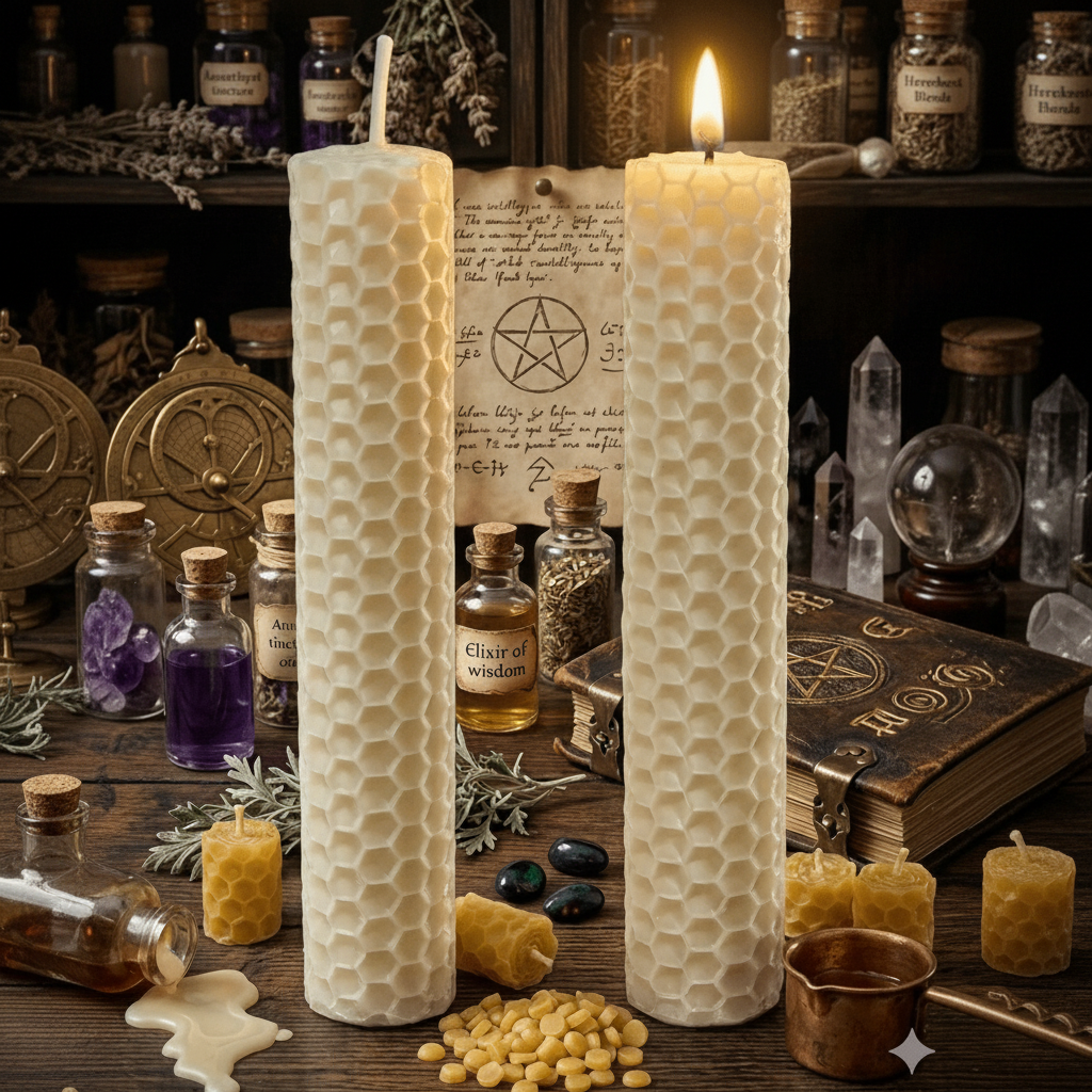 Bougies en cire d’abeille naturelle – 10 cm (Paquet de 2) - Enchantement et Sortilèges