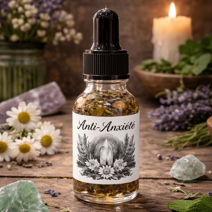 Huile Anti - Anxiété - calme, réduction du stress 10ml - Enchantement et Sortilèges