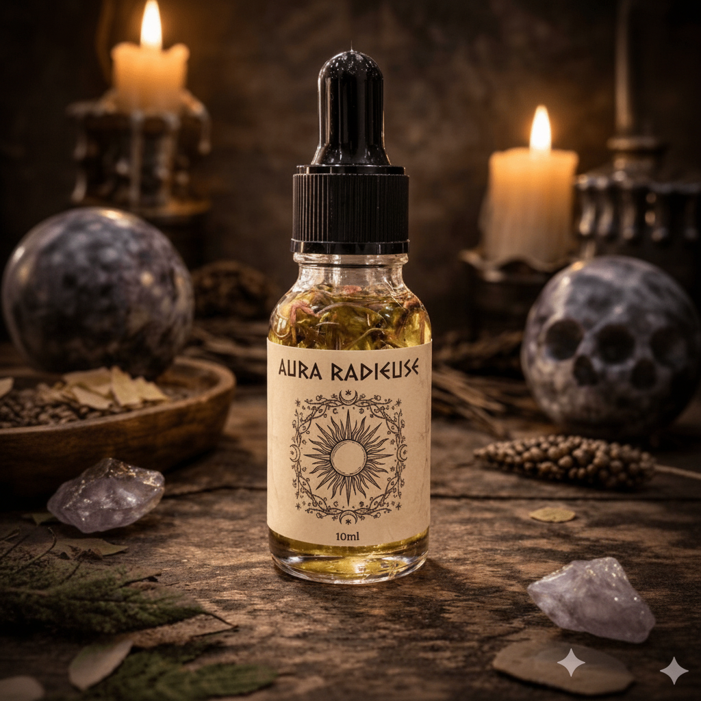 Huile magique – Aura Radieuse 10ml Purification • Éclat énergétique • Attraction positive - Enchantement et Sortilèges