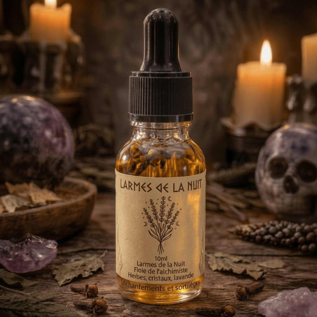 Huile magique – Larmes de la Nuit Protection psychique & voile occulte 10 ml - Enchantement et Sortilèges