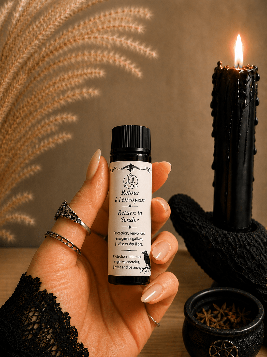 Huile magique “Retour à l’Envoyeur” – (10 ou 15 ml) - Enchantement et Sortilèges