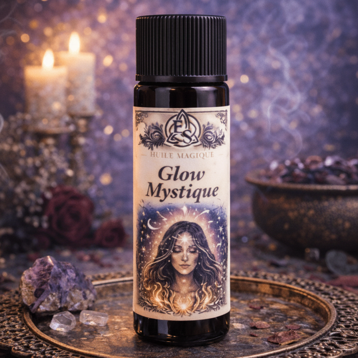 Huile rituelle – Glow Mystique (10 ou 15 ml) Aura positive, Confiance, Magnétisme - Enchantement et Sortilèges