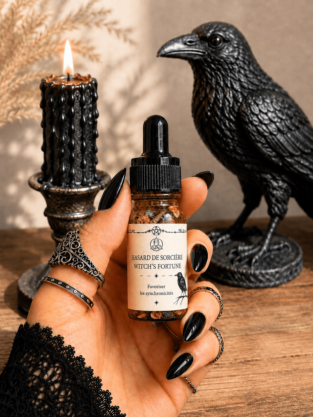 Huile rituelle Hasard de Sorcière - Enchantement et Sortilèges