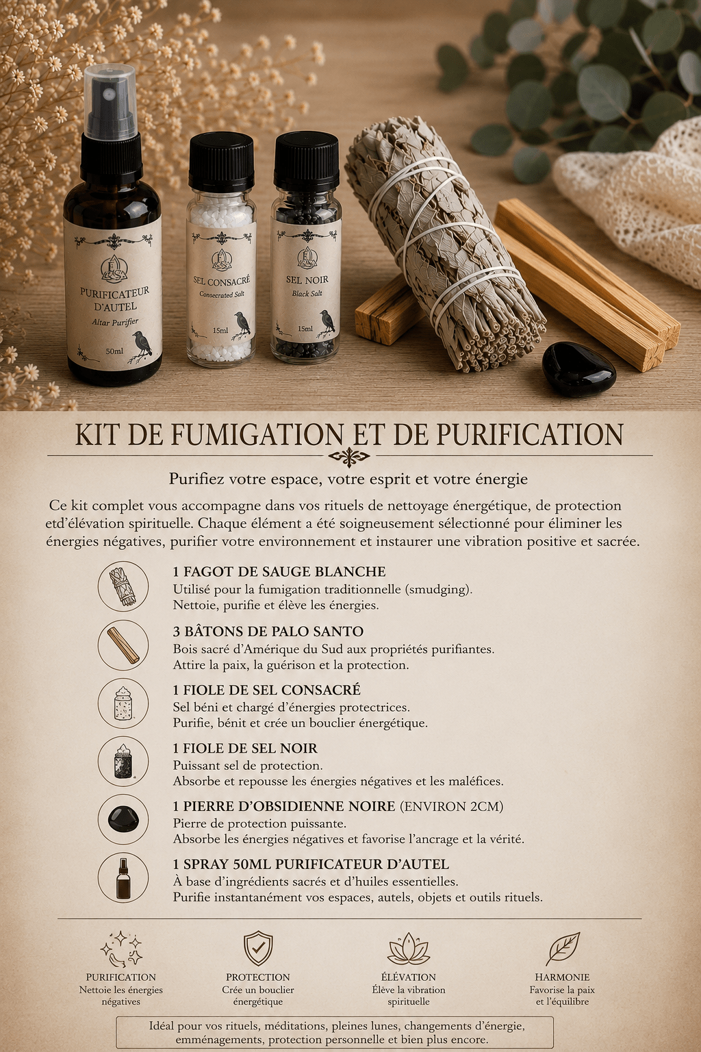 Kit de fumigation et de purification - Enchantement et Sortilèges